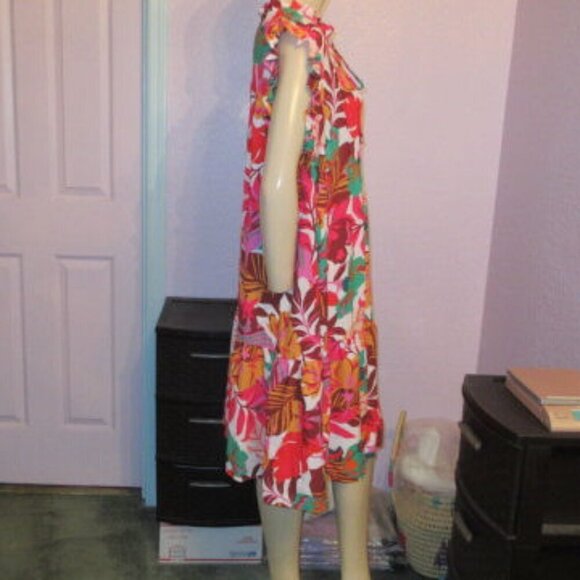 Maia FLORAL Dress Size 20W SHIFT Flutter TIERED Babydoll RUFFLE Pintuck HAWAIIAN - Picture 8 of 12